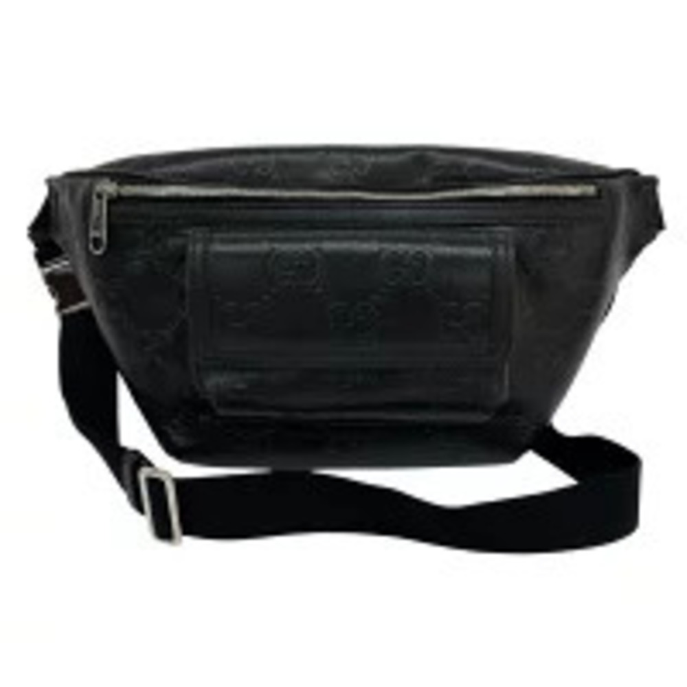 Gucci GG Embossed Belt Bag Waist Leather Black Body Belt Bum Crossbody Shoulder